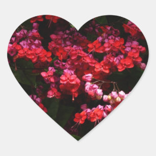 Pagode Bloemen Kleurig Rood en Roze Hart Sticker