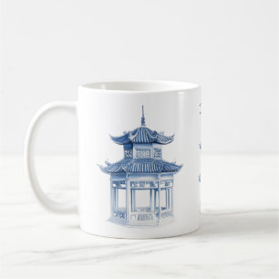 Pagode Chinoiserie Blauw-Wit Koffiekopje Koffiemok