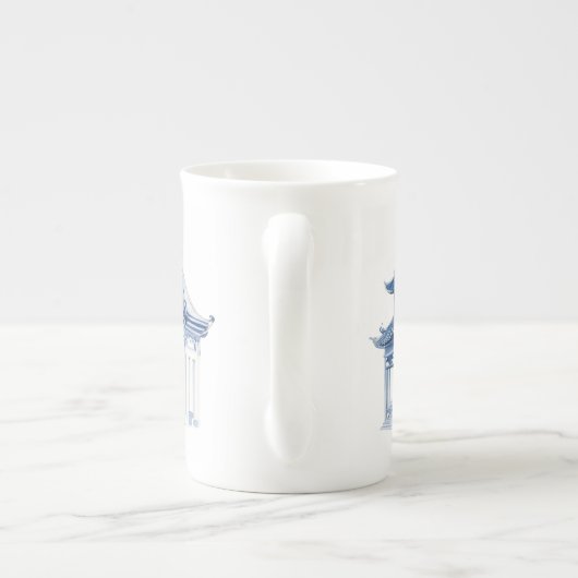 Pagode Chinoiserie Bleu et Blanc Café Mug (Dos)