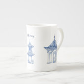 Pagode Chinoiserie Bleu et Blanc Café Mug (Devant droit)