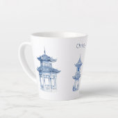 Pagode Chinoiserie Bleu et Blanc Latte Mug (Angle gauche)