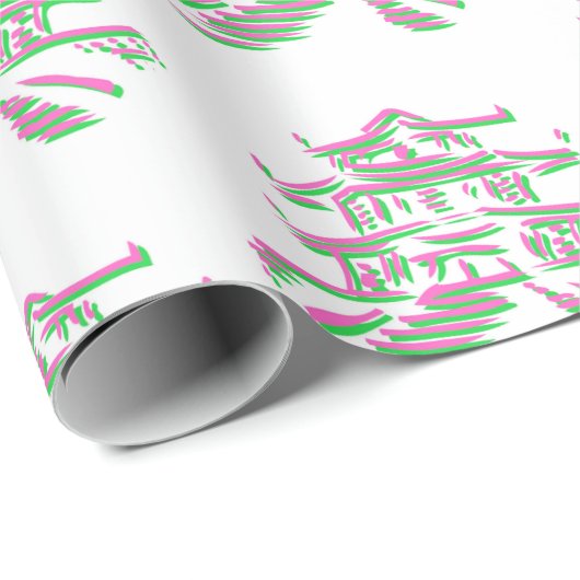 Pagode de Noël Pagode cadeau Papier d'enveloppemen (Coin rond)