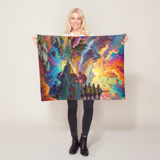 Pagode en gekleurd landschap fleece deken