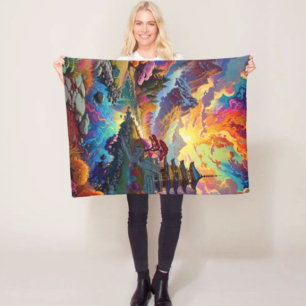 Pagode en gekleurd landschap fleece deken