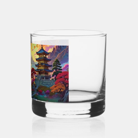 Pagode en gekleurd landschap Whiskey glas (Links)