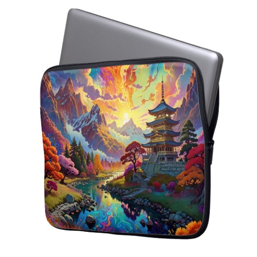 Pagode en gekleurde landschap elektronica tas (Voorkant Links)