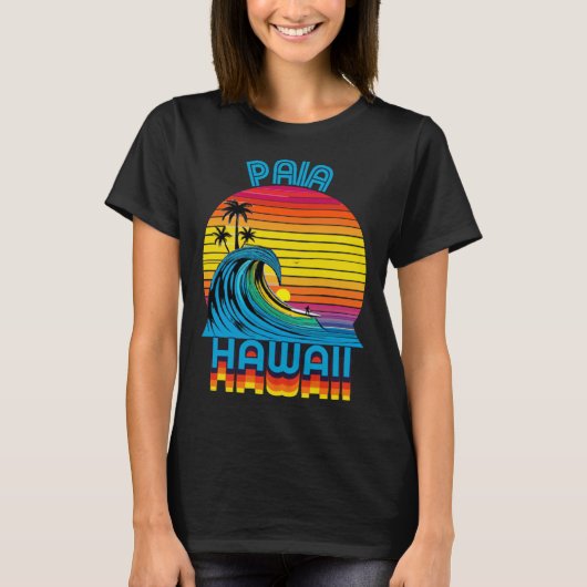 Paia Maui Retro Throwback Surf & Beach Souvenir T-shirt (Voorkant)