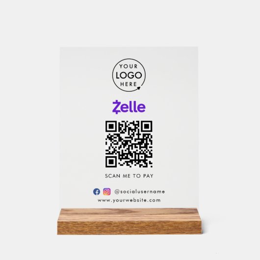 Paiement de code QR Zelle | Analyser pour payer le (Recto)