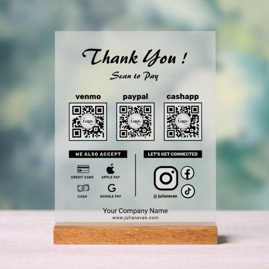 Paiement par scan de 3 codes QR Opaque Merci (Neutre)