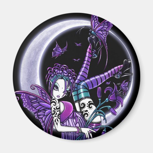 "Paige" Arc-en-ciel Papillon Lune Aimant Fée (Devant)