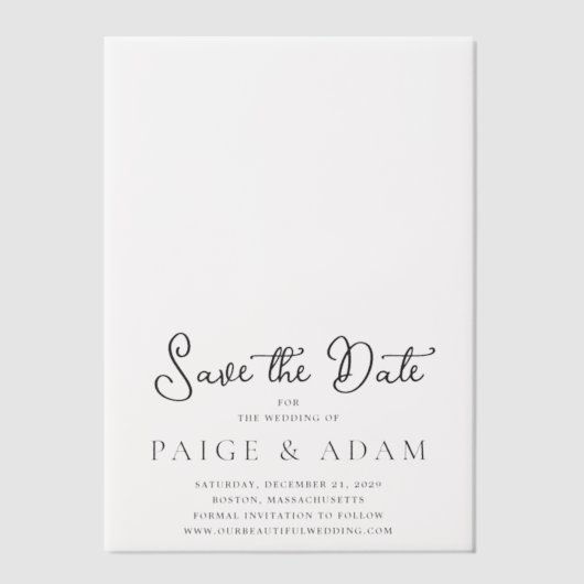 Paige Modern Wedding Save the Date Vellum Uitnodigingen (Voorkant)