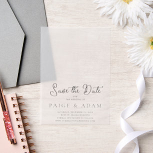 Paige Modern Wedding Save the Date Vellum Uitnodigingen