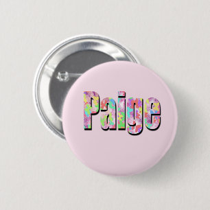 "Paige" naam gemaakt met kleurrijke vlinders, Ronde Button 5,7 Cm