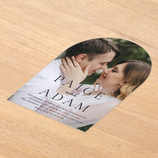 Paige Photo Moderne bruiloft Acryl Uitnodigingen (Laagn)