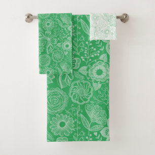 Pail vert sur motif floral vert