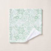 Pail vert sur motif floral vert (Gant de toilette)