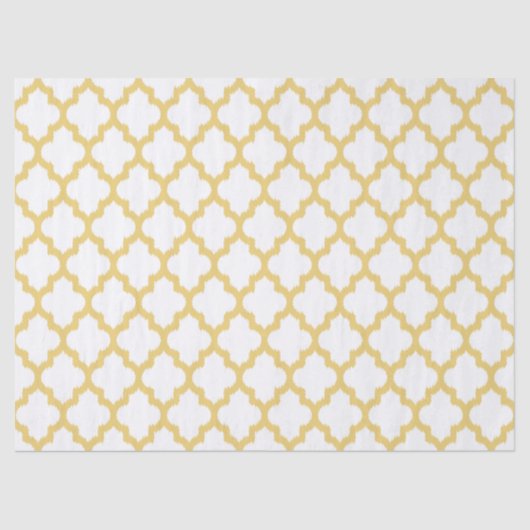 Pail Yellow & White Quatrefoil Ikat Pattern Tissuepapier (Voorkant)