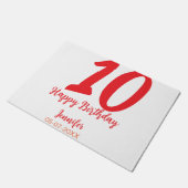 Paillasson 10e anniversaire ajouter nom date année rouge modè (Incliné)