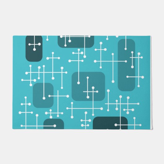Paillasson 1950 Eames Era Art Crosshairs Turquoise (Devant)