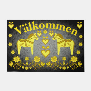 Paillasson 2 Folk Dala cheval or/argent Valkommen, bienvenue
