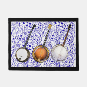 PAILLASSON 3 BANJOS SUR LES NOTES BLEUES DE MUSIQUE---