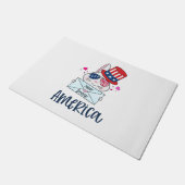 Paillasson 4 juillet lapin avec les Etats-Unis Drapeau lunett (Incliné)