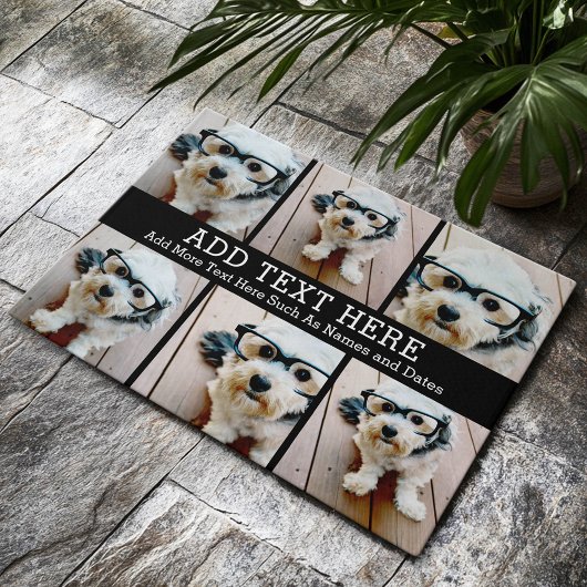 Paillasson 6 Collage photo 2 lignes de texte — CAN Edit Black