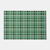 Paillasson à damiers Plaid Tartan Vert Grandes Sur Noir (Devant)