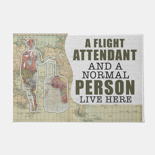 Paillasson A Flight Attendant And A Normal Person Live Here (Devant)