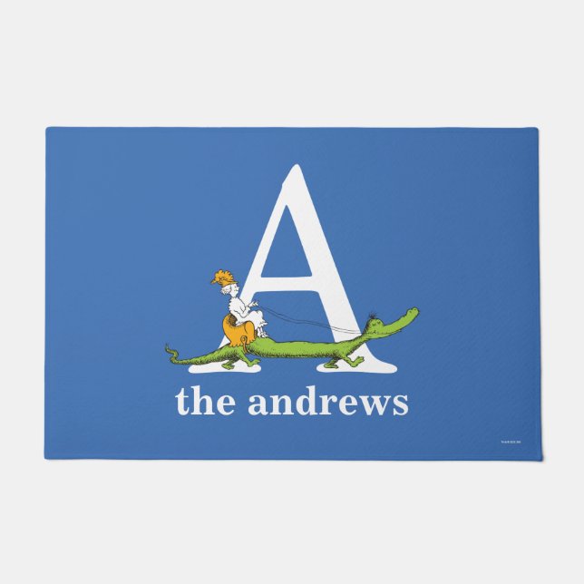 Paillasson ABC du Dr Seuss : Lettre A - Blanc | Ajouter Votre (Devant)