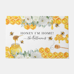 Paillasson Abeille Bourdon à nid d'abeille floral   Monogramm