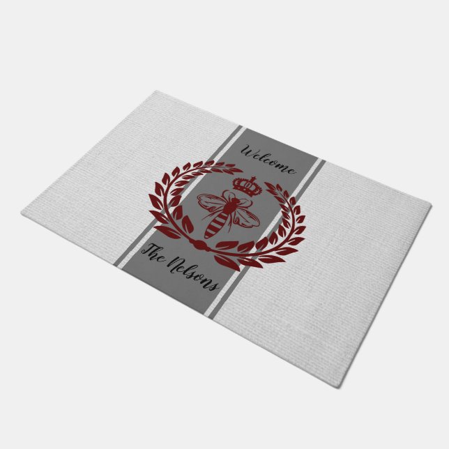 Paillasson Abeille royale grise et rouge rayée (Incliné)