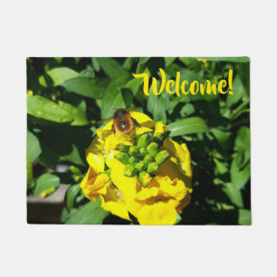 Paillasson Abeille sur Fleurs Jaunes