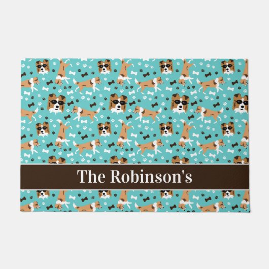 Paillasson Abris Shetland Sheepdog Chien Collie Personnalisé (Devant)