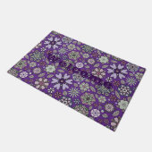 Paillasson Abstract Floral Pattern In Black & Green On White  (Incliné)