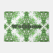 Paillasson Abstract Floral Pattern In Black & Green On White  (Devant)