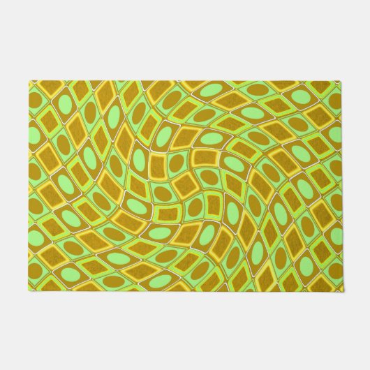 Paillasson Abstract geometric swirl retro lime pattern (Devant)