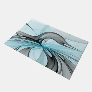 Paillasson Abstrait Anthracite Gris Bleu Moderne Fractage Art