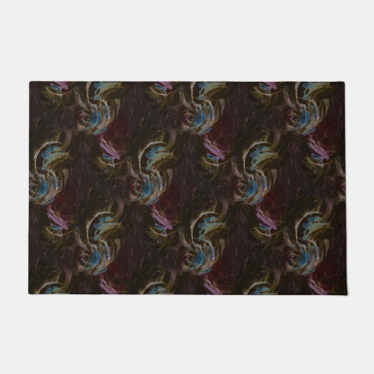 Paillasson Abstrait atomique noir rétro (Devant)