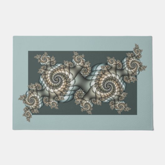 Paillasson Abstrait Beige clair Bleu Fractal Art Spirales (Devant)