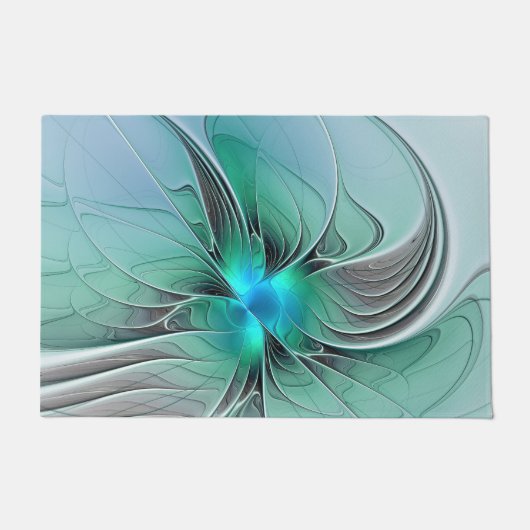 Paillasson Abstrait De Bleu, Art Fractal Moderne (Devant)