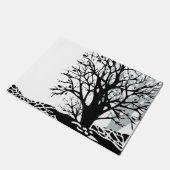 Paillasson Abstrait moderne arbre noir silhouette ombre blanc (Incliné)