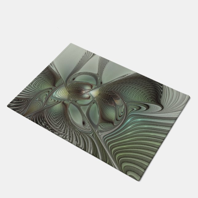 Paillasson Abstrait Olive Sage Green Grey Fractal Art Imagina (Incliné)