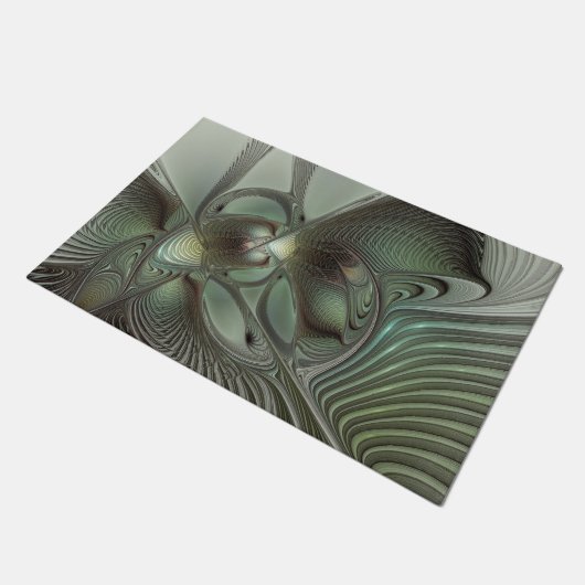 Paillasson Abstrait Olive Sage Green Grey Fractal Art Imagina (Incliné)