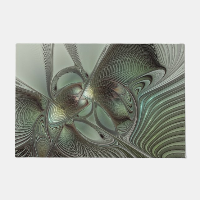 Paillasson Abstrait Olive Sage Green Grey Fractal Art Imagina (Devant)