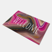 Paillasson Abstrait rose et noir avec perruques d'or (Incliné)