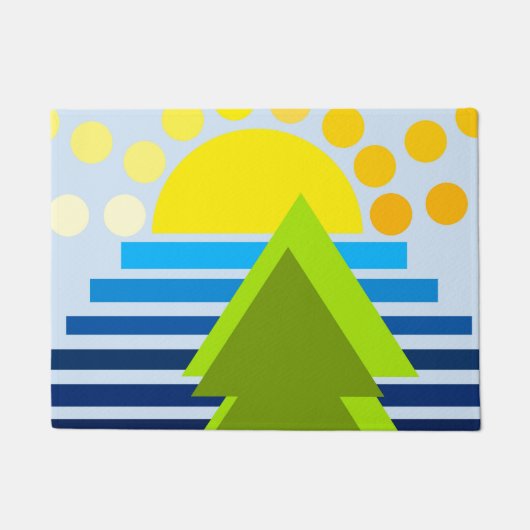 Paillasson Abstrait soleil mer bleu bleu vert (Devant)