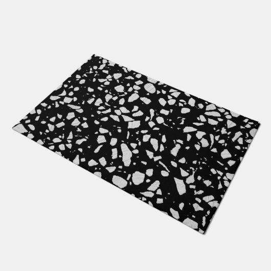 Paillasson Abstrait Terrazzo Mosaic Motif noir et blanc (Incliné)
