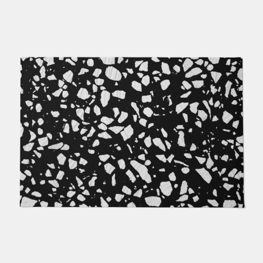 Paillasson Abstrait Terrazzo Mosaic Motif noir et blanc (Devant)