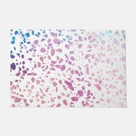 Paillasson Abstrait Terrazzo Mosaic rose et Motif bleu (Devant)